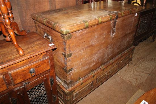 Large Indian teak brass bound chest
